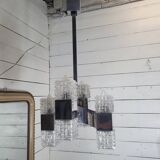Chrome and glass pendant chandelier by Sciolari, Italy, 1960s