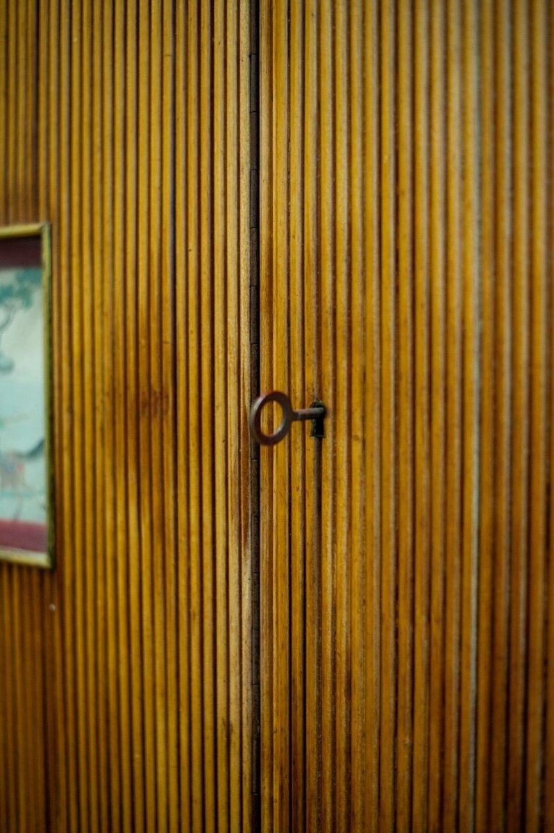 Bamboo wardrobe with illustrations, Italy, 1950