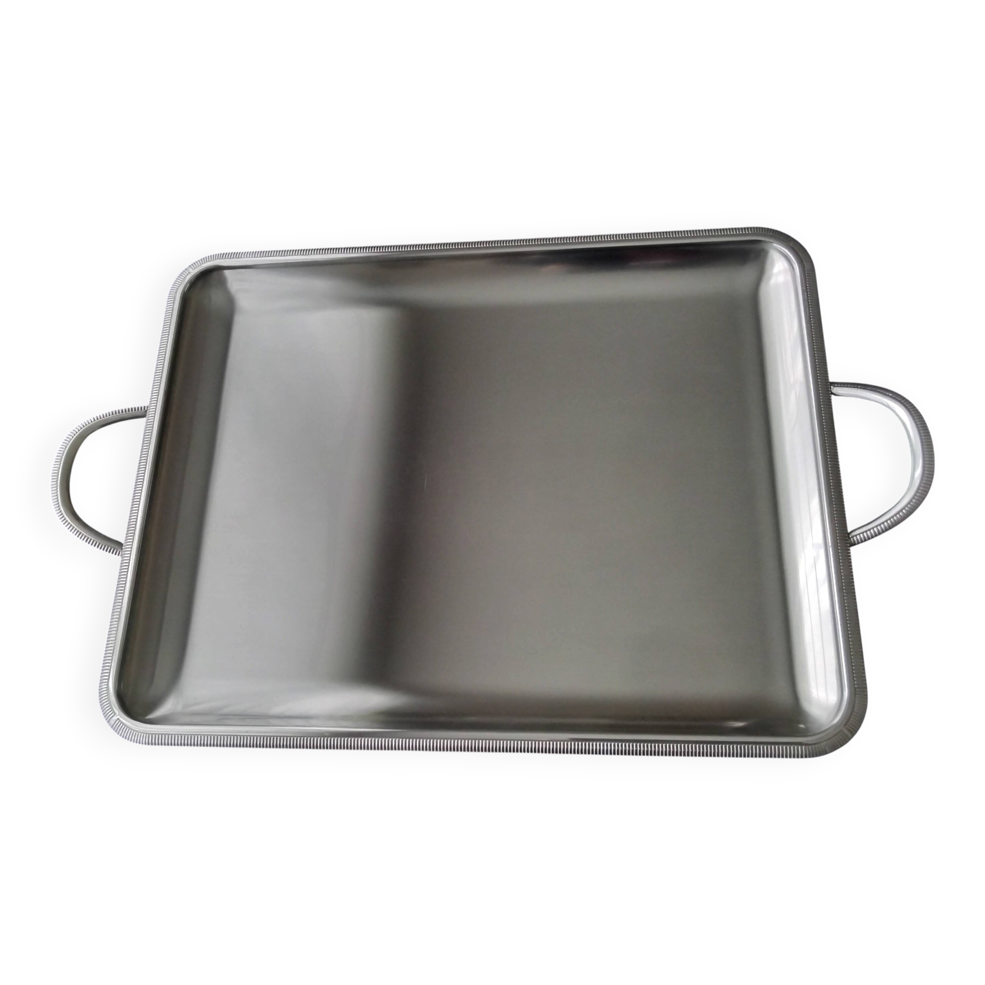 Service tray Létang and Rémy in satin stainless steel 35 x 45 cm