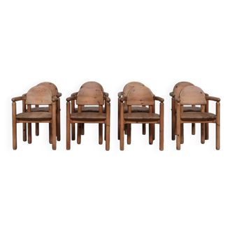 Pine Mid-Century Arm Dining Chairs attr. to Rainer Daumiller (8)
