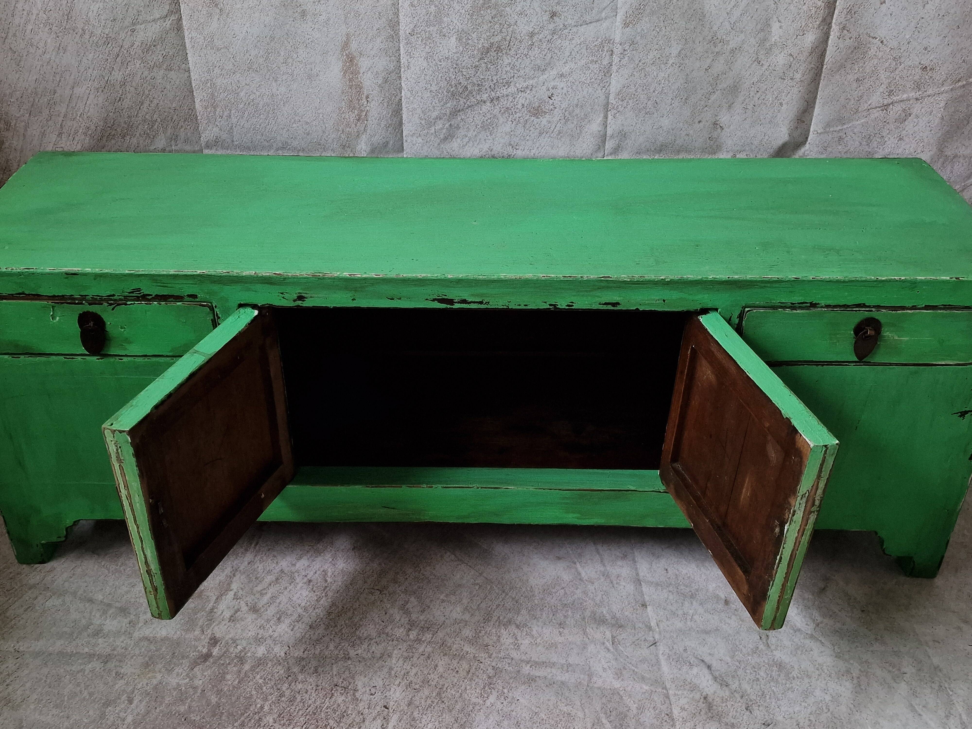 Small low buffet / TV cabinet in green patina