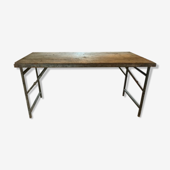 Table fer et bois ancienne
