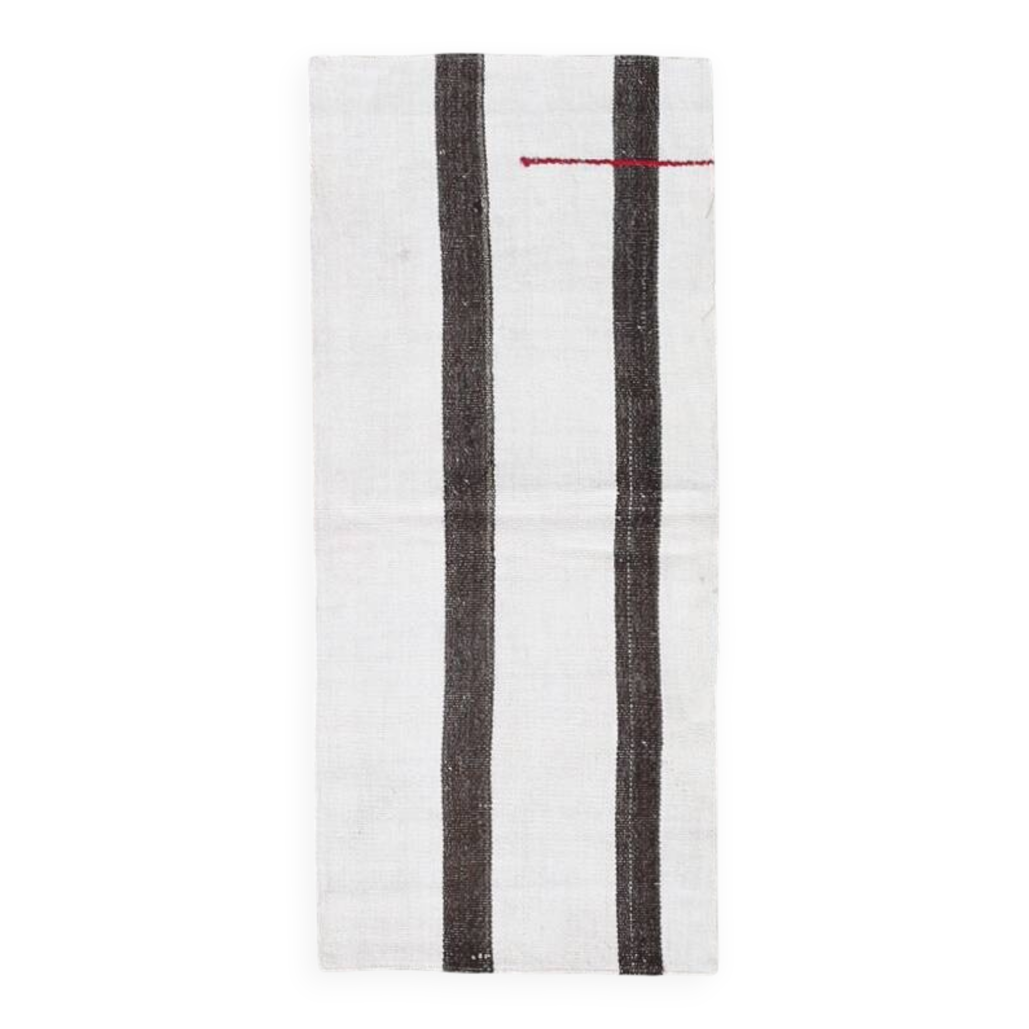 Short White Brown Turkish Kilim Runner Rug, 75x174Cm