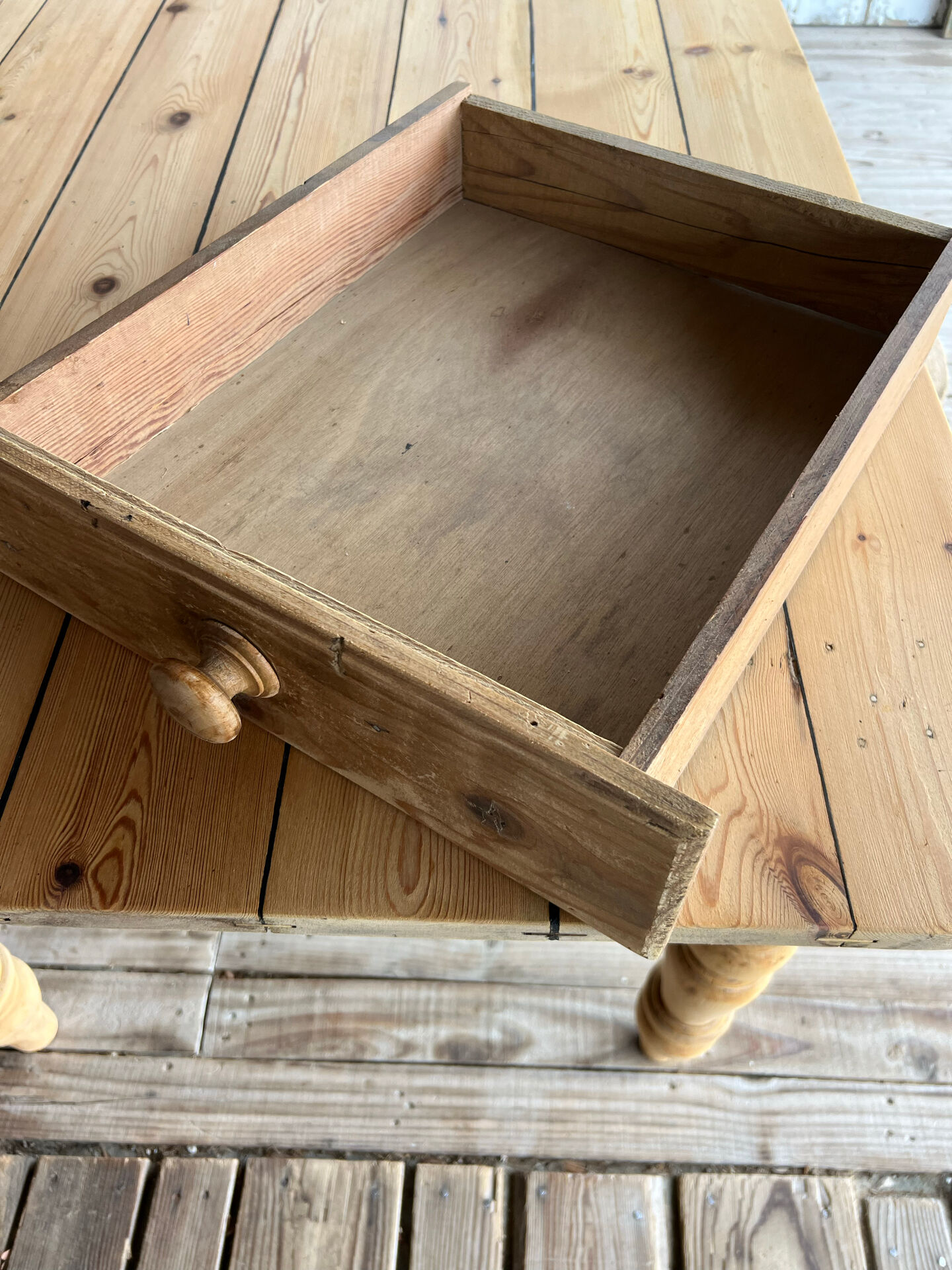 Raw wood dining table