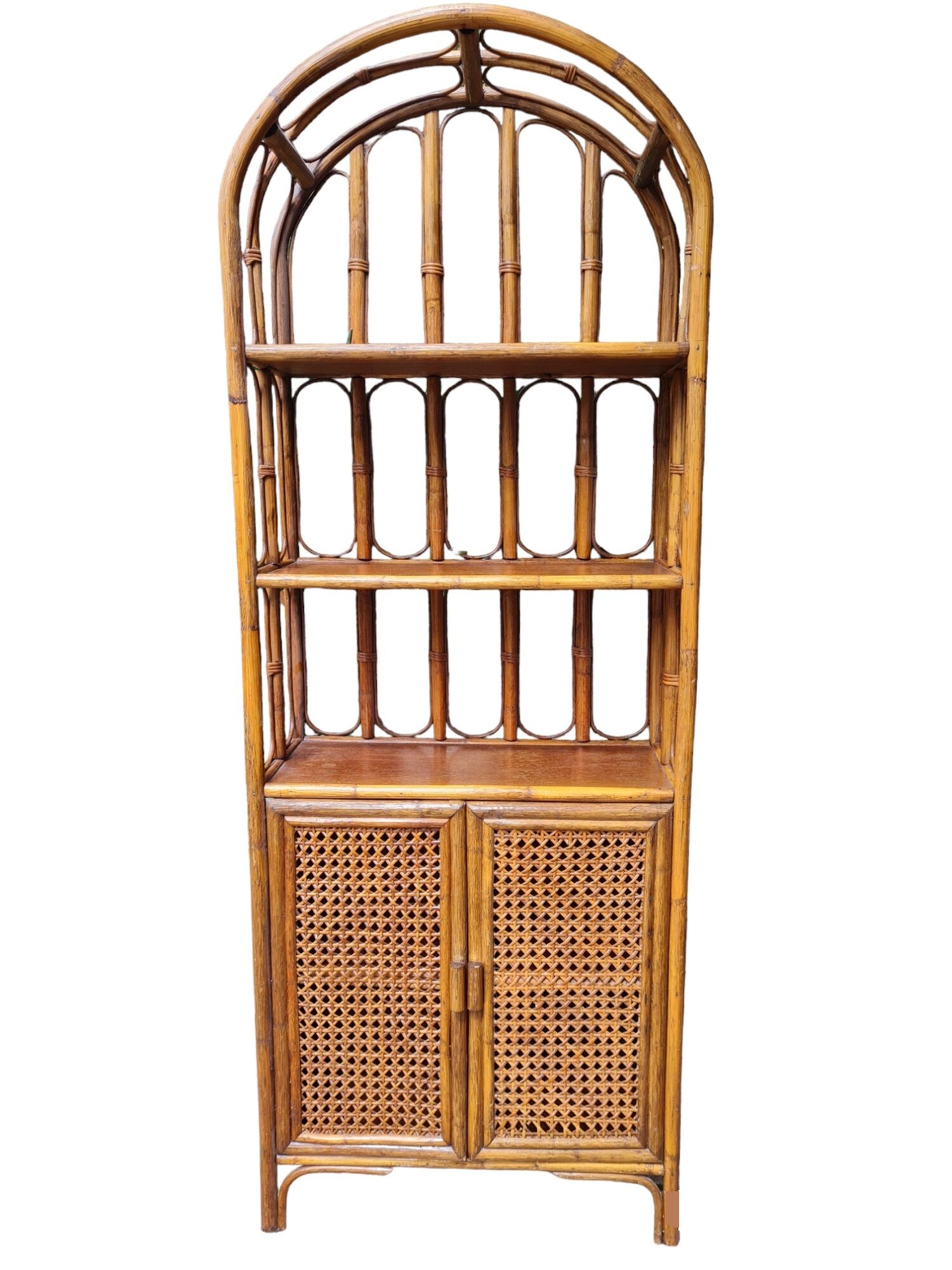 Rattan furniture and canning with vintage shelves