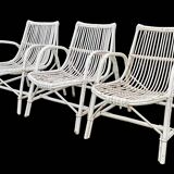 Set of 3 rattan armchairs from the 1970s