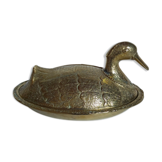 Vintage solid brass duck box