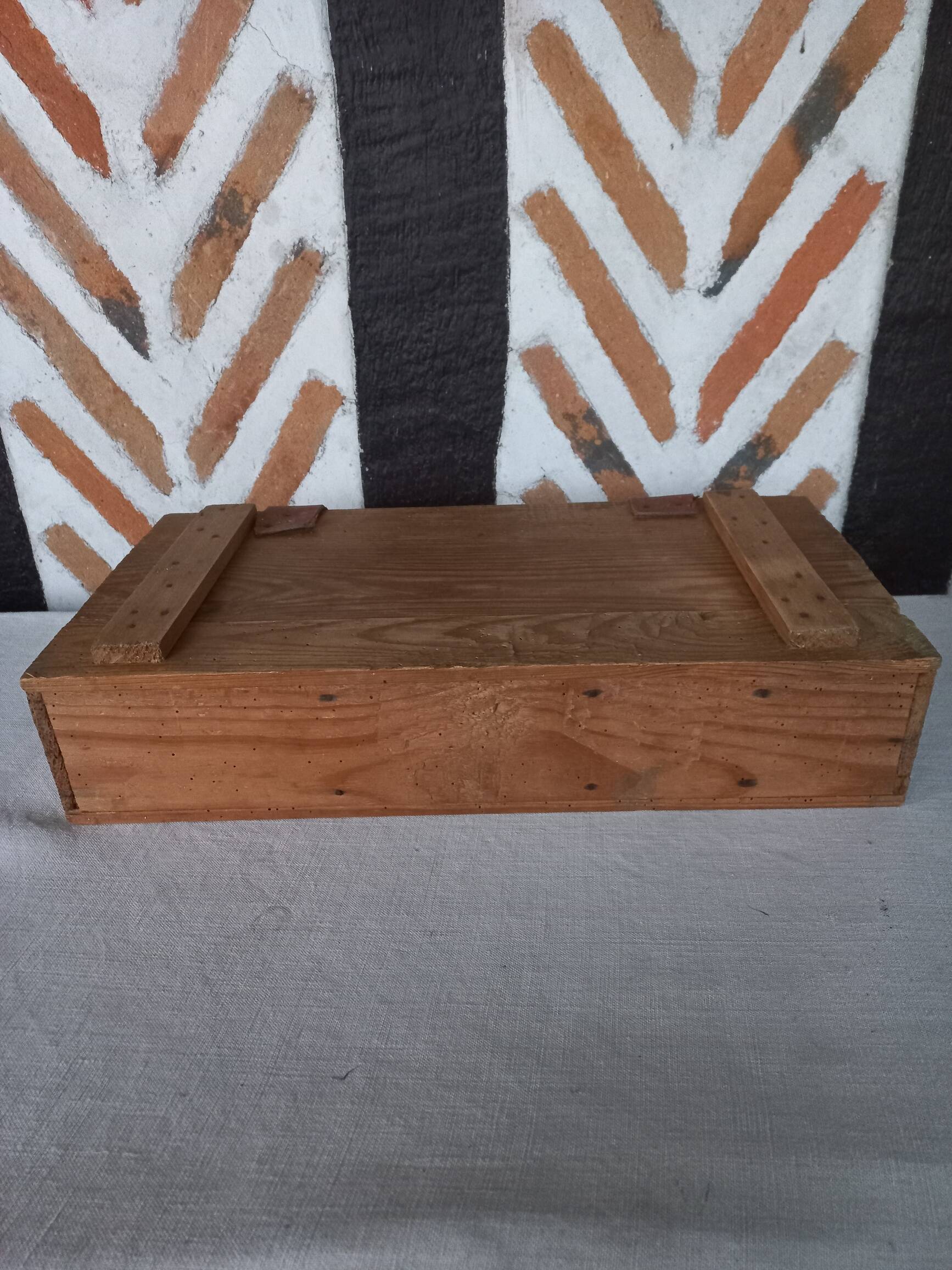 Old compartmentalized wooden box crate