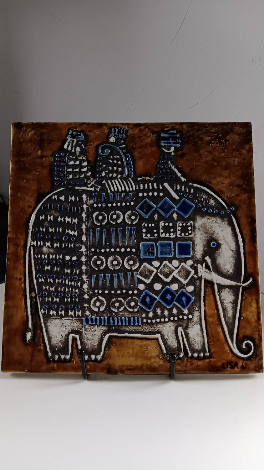 Ceramic plaque series Unik, Elephant by Lisa Larson - Gustavsberg
