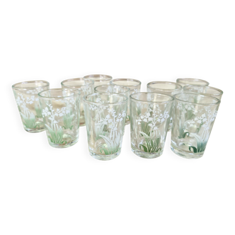 12 Vintage Muguet Liqueur Glasses