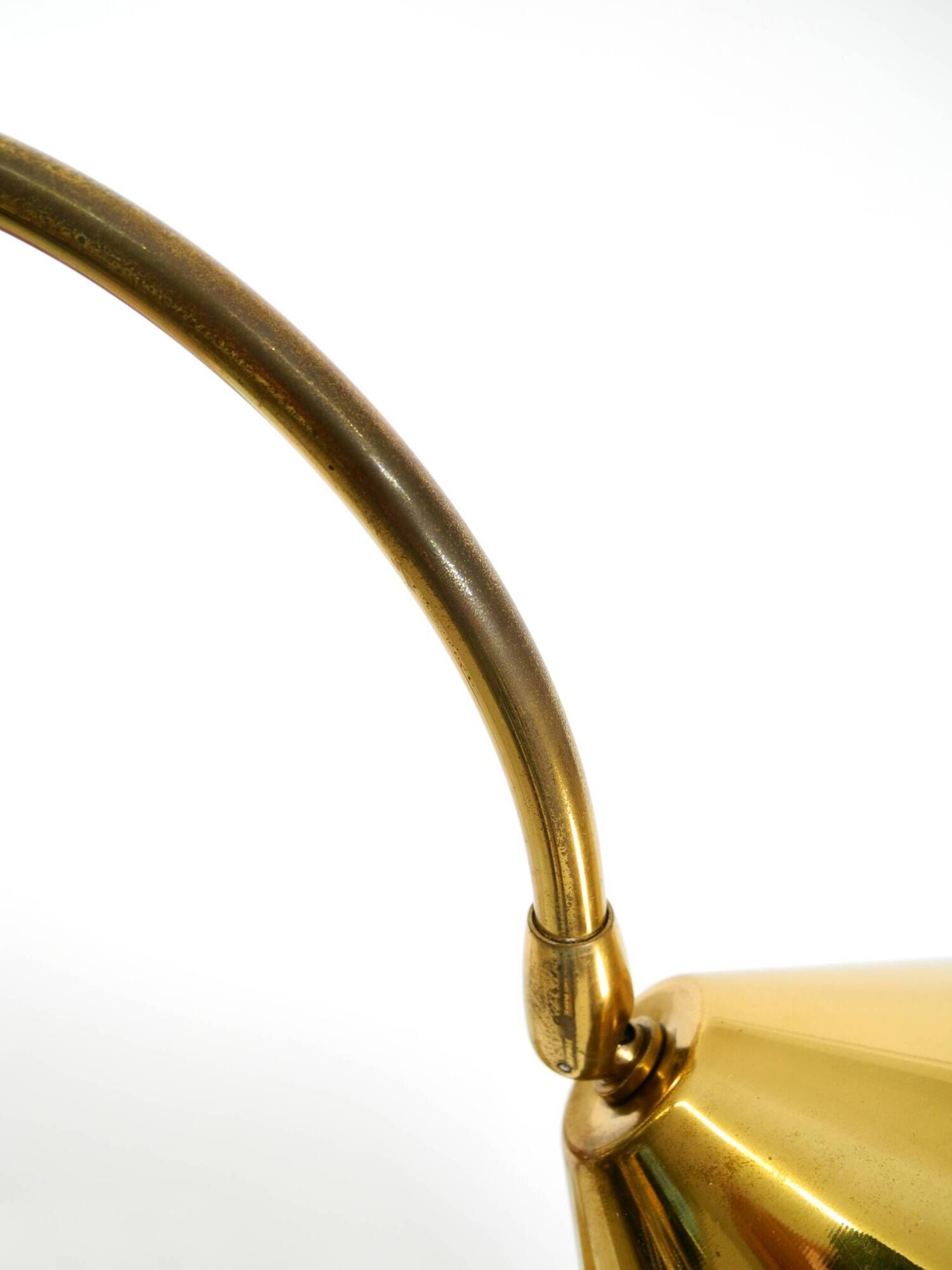 Large original brass table lamp with a conical shade, Mid-Century Modern
