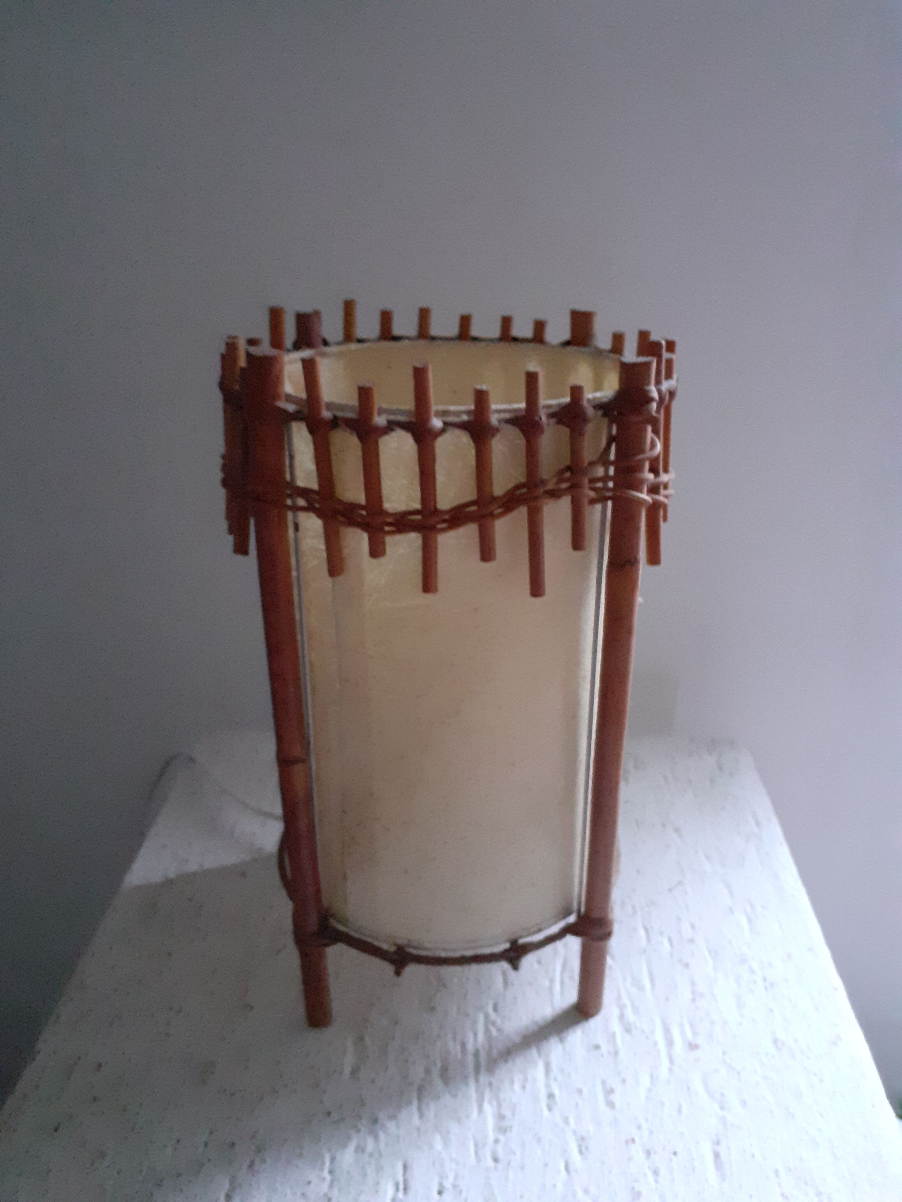 Rattan lamp Louis Sognot design 50's 60's