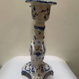 White-blue earthenware candlestick
