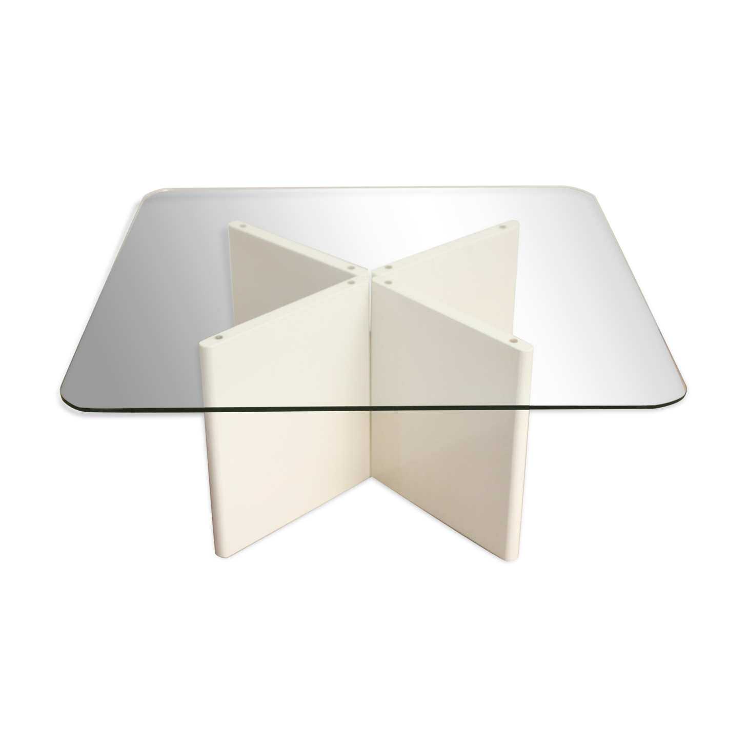 Wood and glass coffee table , France, circa 1980