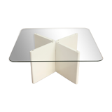 Wood and glass coffee table , France, circa 1980