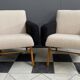 set of 2 black and White boucle lounge chairs 1960s