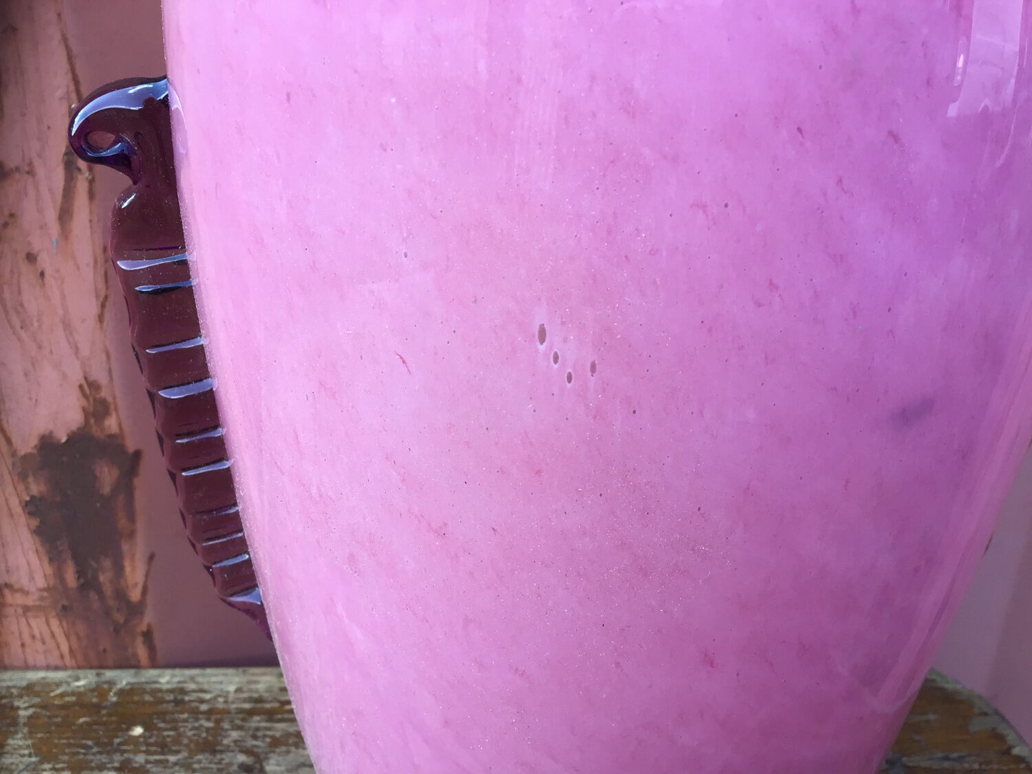 Art deco style pink glass vase