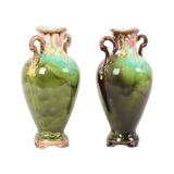 Vases Art Nouveau Barbotine Majolique Français Faïence Antique 19cm