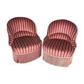 2 fauteuils crapaud vintage roses