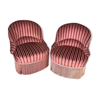 2 pink vintage toad armchairs