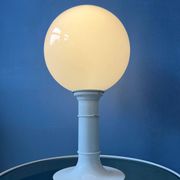 White Space Age table lamp Woja Holland with opal glass shade