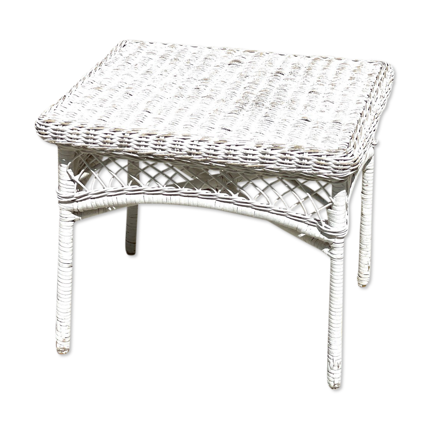 Table basse de jardin rotin vintage