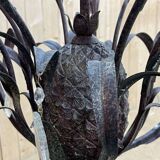 Large pineapple chandelier in blackened metal and tassels