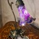 bronze patinated cast iron lamp with painted shade 38x24 art nouveau style