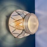 Vintage Art Deco white and gold glass globe wall/ceiling light.