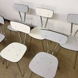 Set of 6 chairs in gray and white Formica