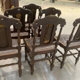 6 chaises de style Renaissance en chêne, XXème siècle