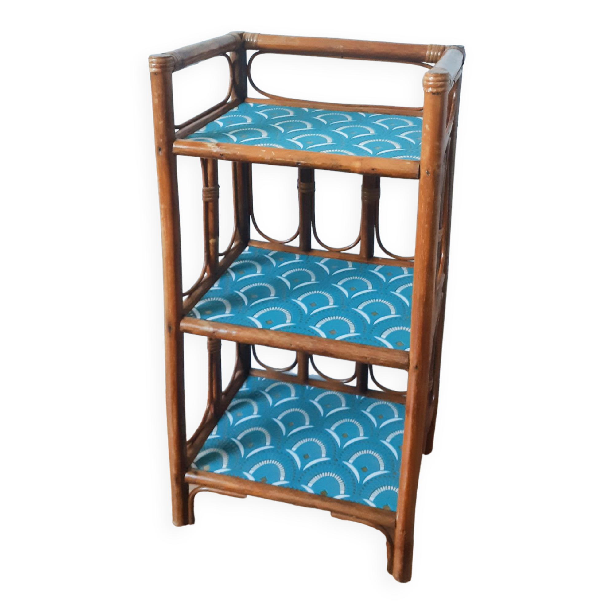 Rattan / wicker shelf, vintage, 50s