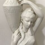 Glazed Ceramic Lamp Base for Women, signed