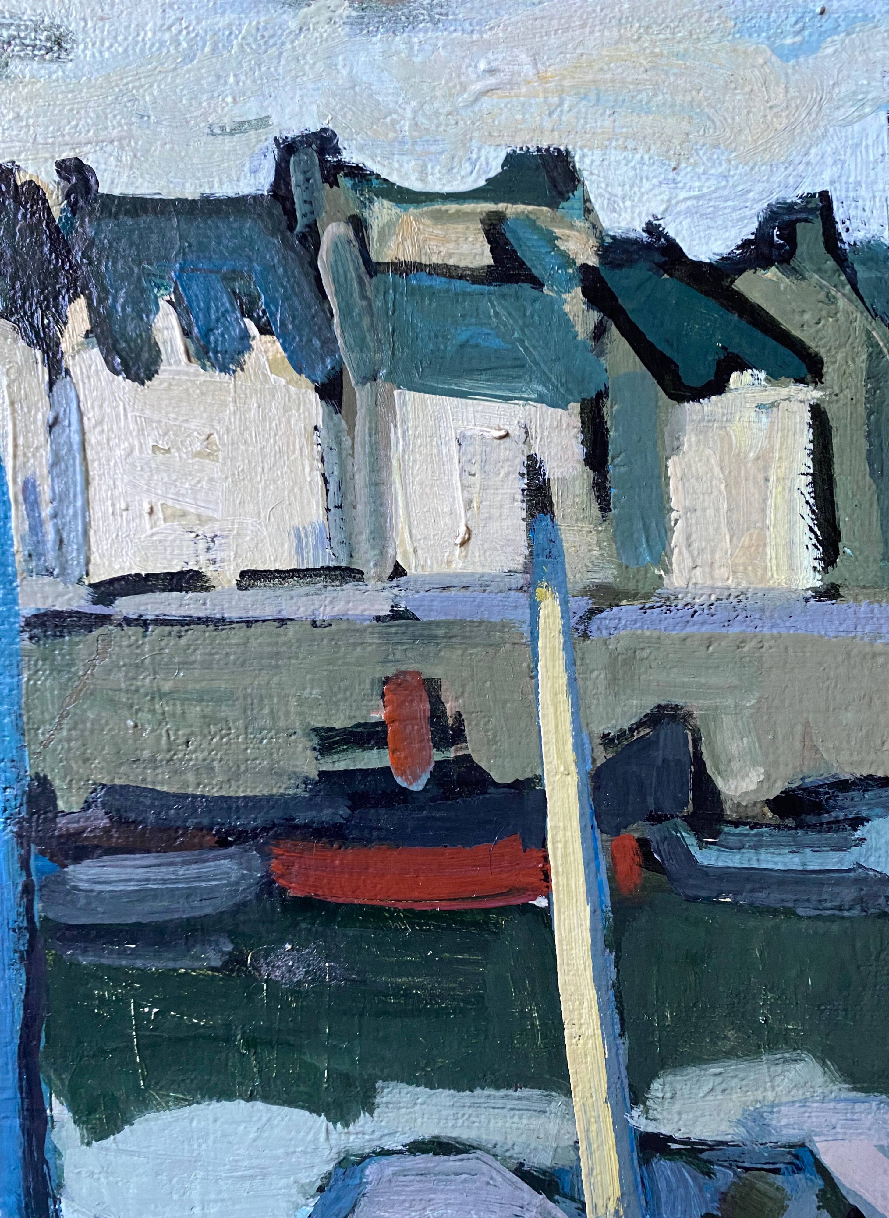 HST painting "Port of Cherbourg" Marine Normandy / Brittany by Robert Leboucher