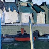 HST painting "Port of Cherbourg" Marine Normandy / Brittany by Robert Leboucher