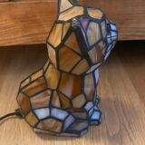 Vintage cat lamp in glass and metal