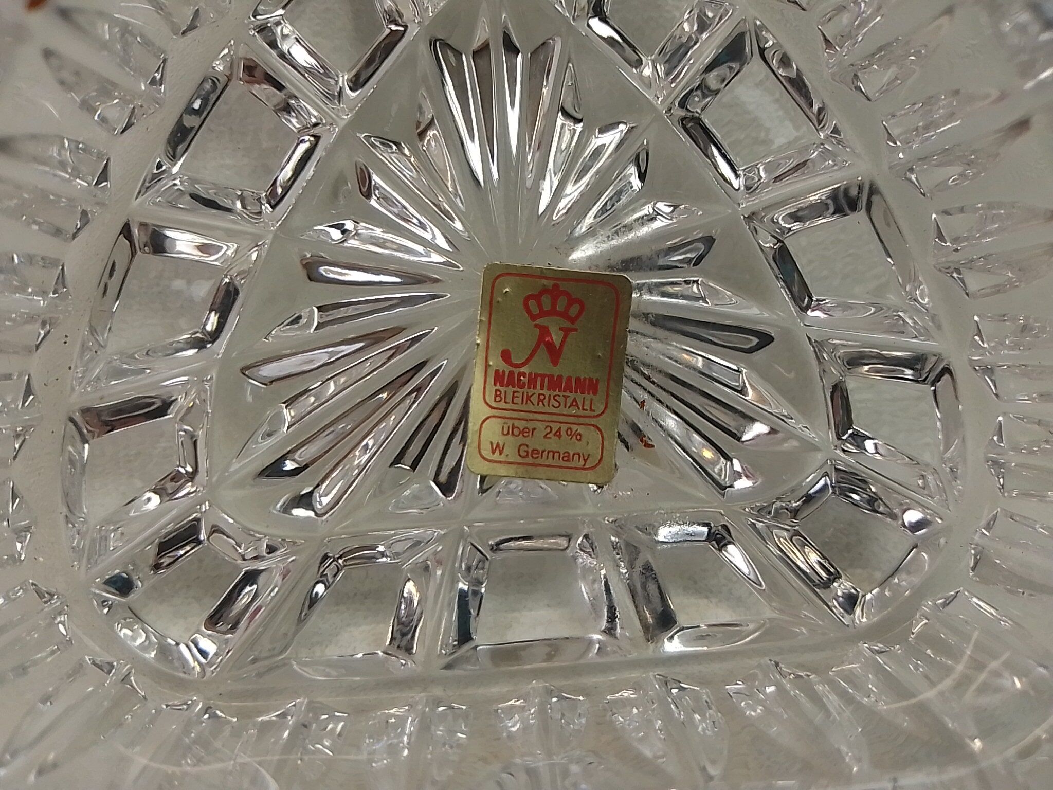 Lot of 2 crystal ashtrays transparent heart shape