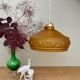Pendant light with old art deco lampshade in yellow glass