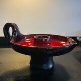 Duo of vintage enamelled ceramic candle holders born 60-70