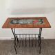 Vintage magazine holder with side table from the 60s and 70s