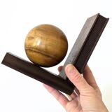Walnut and Cherry Wood Bookends | pair of 2 | midcentury