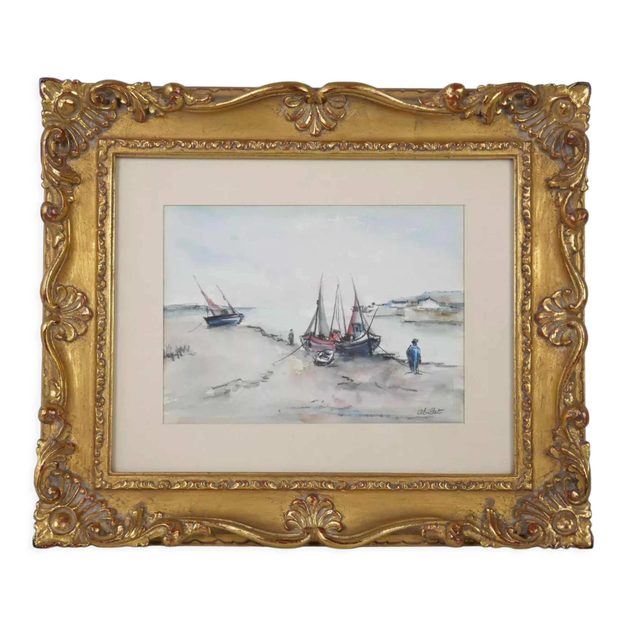 "Boats at low tide" by Abillet