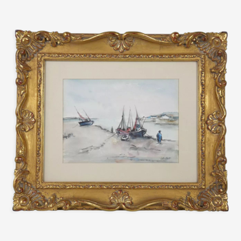 "Boats at low tide" by Abillet