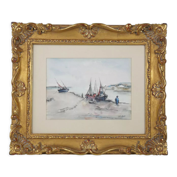 "Boats at low tide" by Abillet