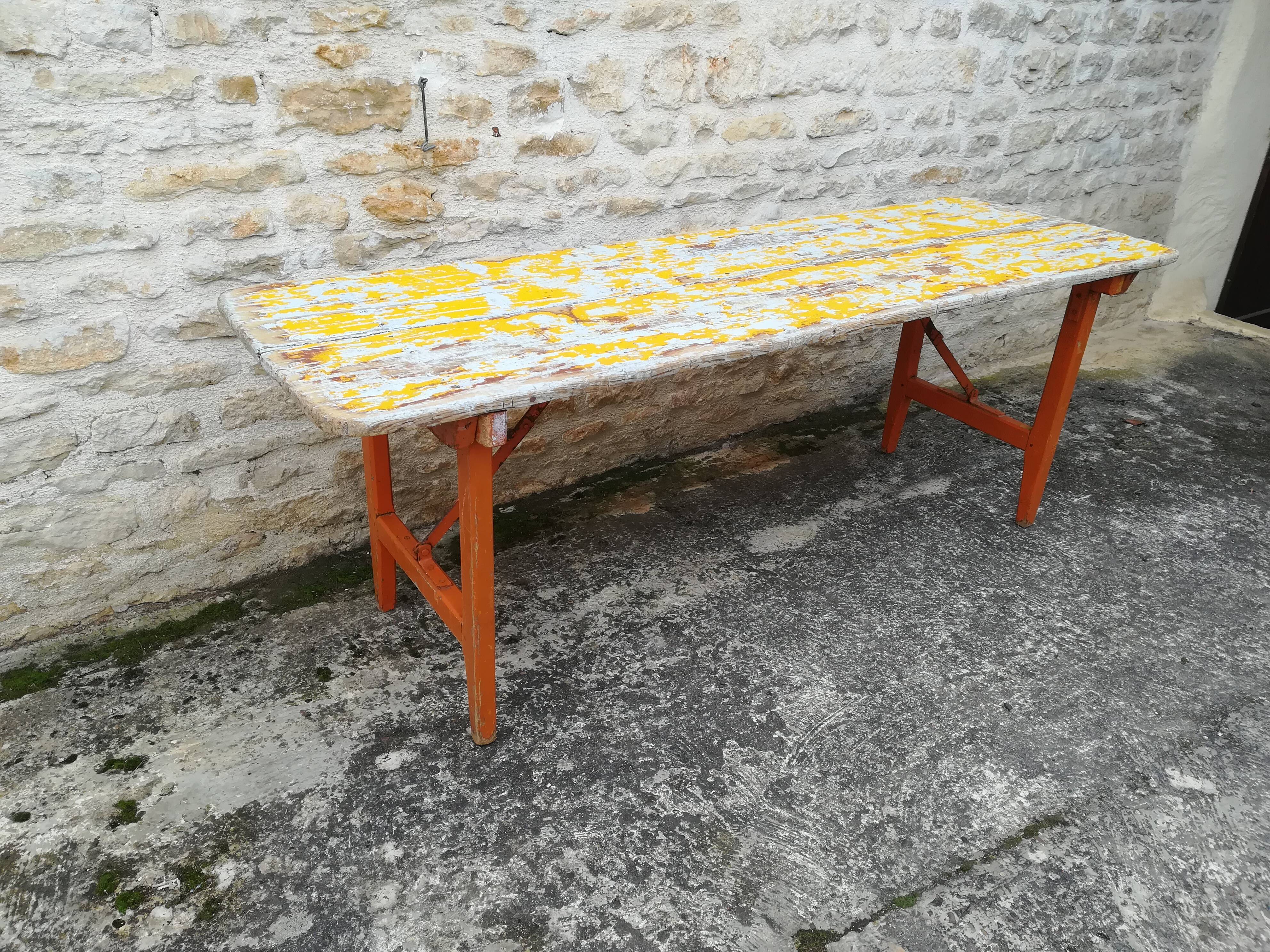 Folding brewery table