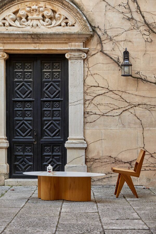 Wavewoo coffee table with stone top