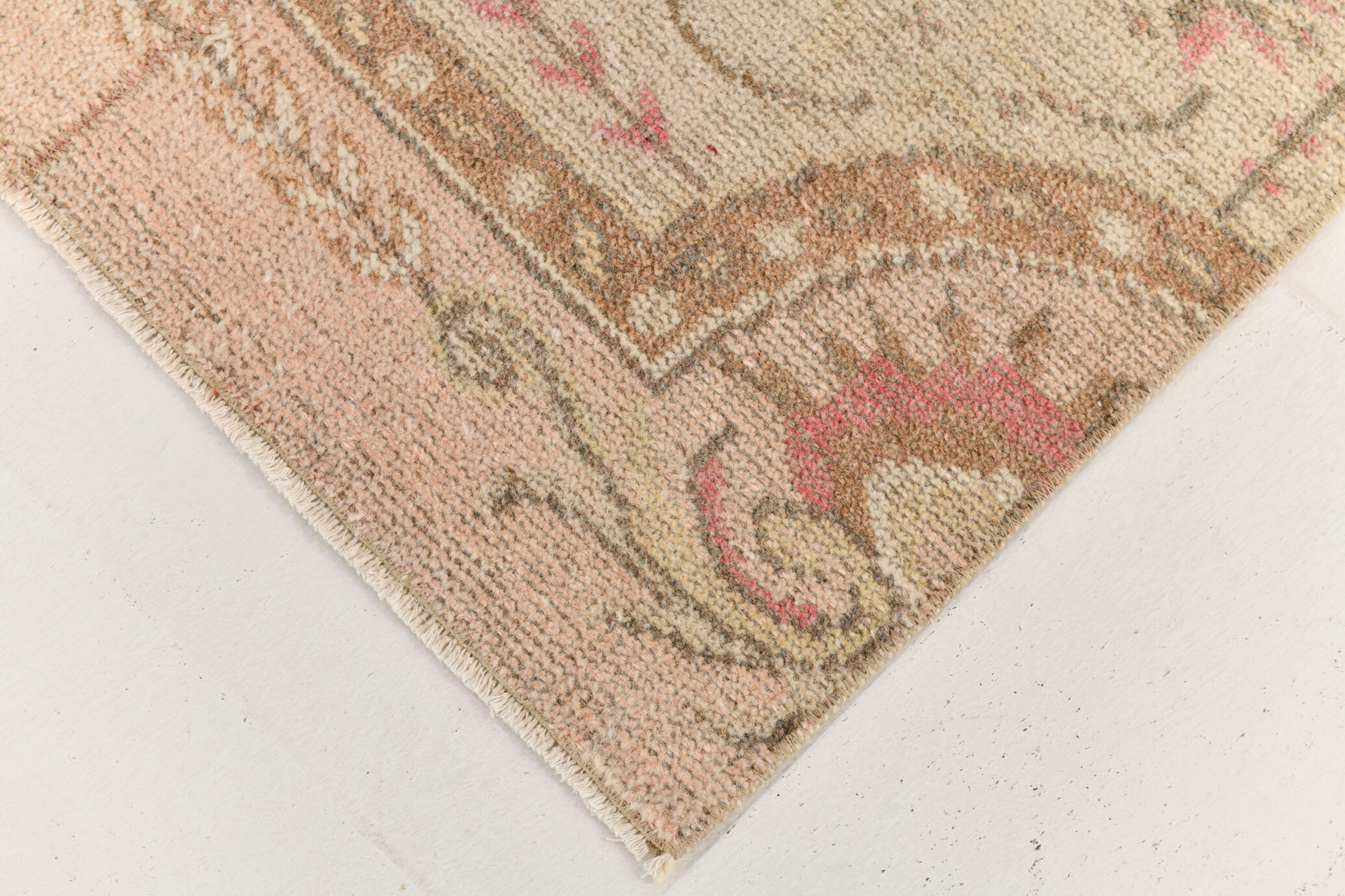 2x7 shades of red & beige vintage runner rug, 77x222cm