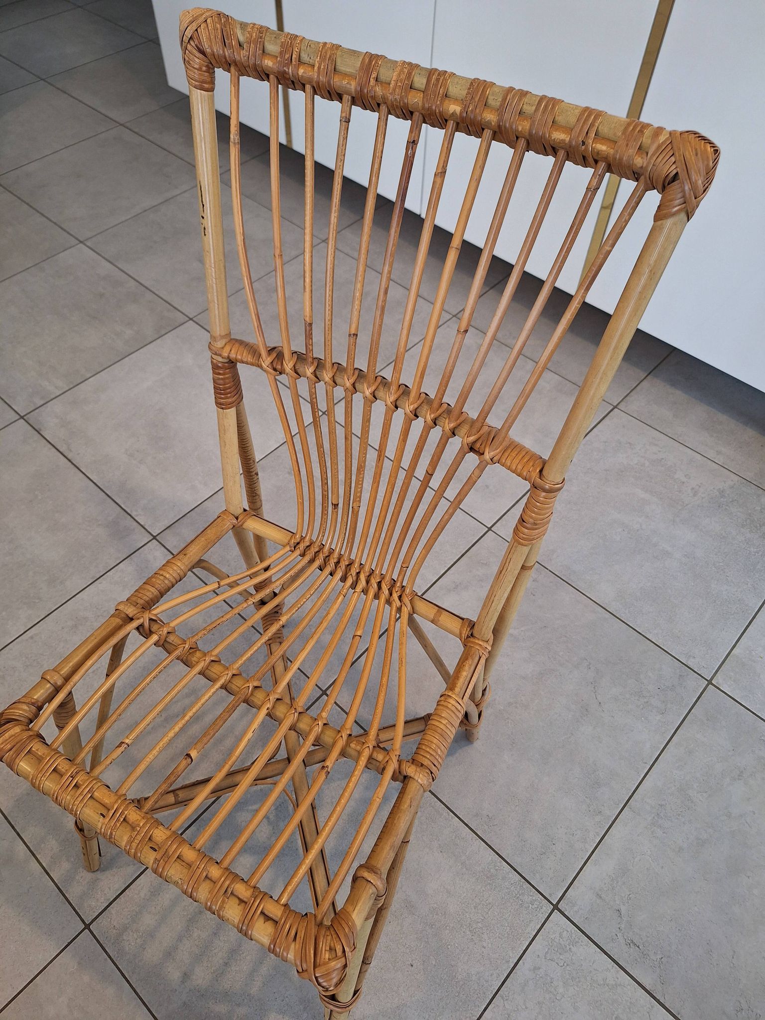 Rattan and bamboo desk with chair - Audoux Minet style from the 1970s.