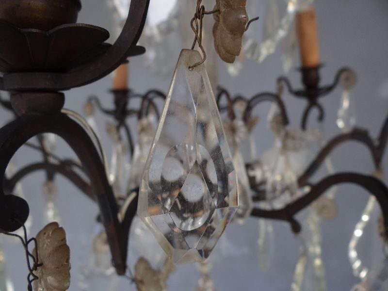 Hanging crystal chandelier and bronze 1900
