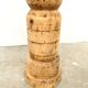 Pair of turned wooden candlesticks, raw and waxed.